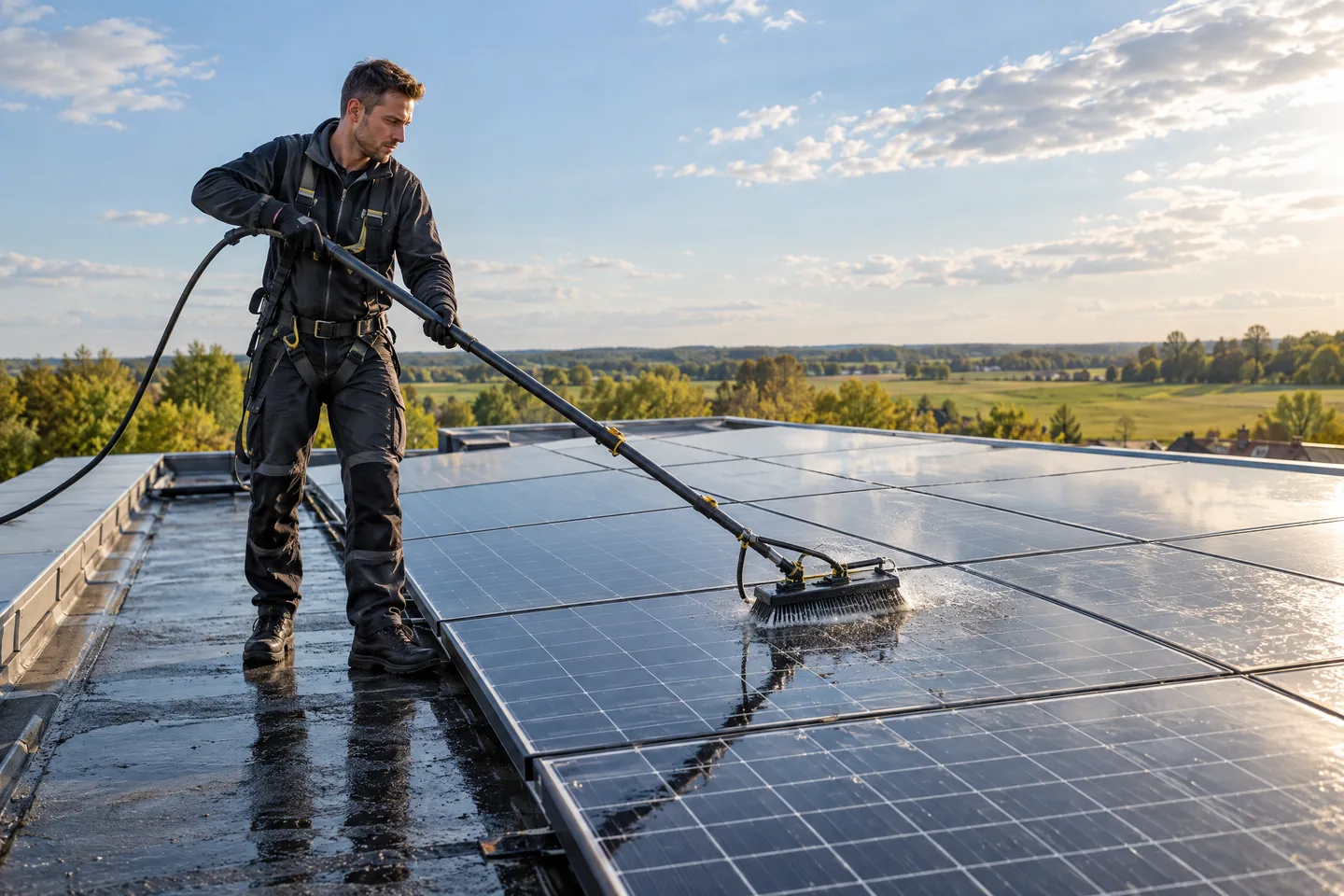 Reinigung von Photovoltaik- und Dachflächen